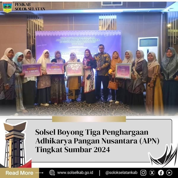 Solsel Boyong Tiga Penghargaan Adhikarya Pangan Nusantara (APN) Tingkat Sumbar 2024