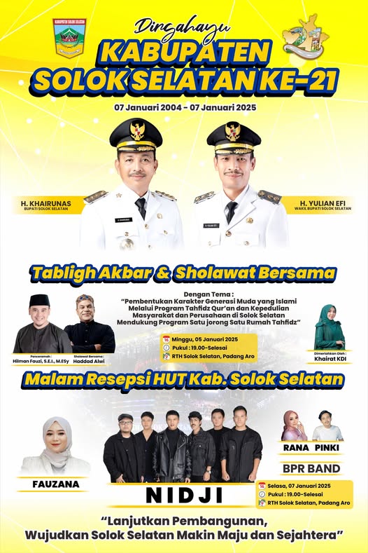 Siapa nih yang udah ga sabar merayakan ulang tahun ke-21 Kabupaten Solok Selatan???!!!!
