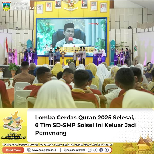Lomba Cerdas Quran 2025 Selesai, 6 Tim SD-SMP Solsel Ini Keluar Jadi Pemenang