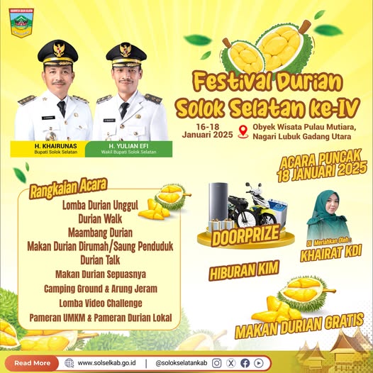 Musim durian artinya Festival Durian Solok Selatan dimulaiiiiiiii!!!!