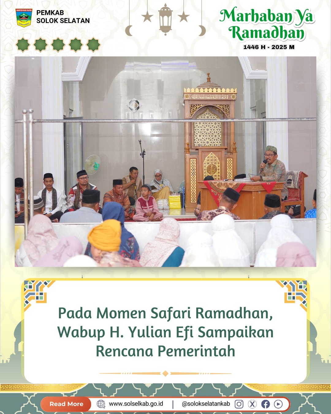 Pada Momen Safari Ramadhan, Wabup H. Yulian Efi Sampaikan Rencana Pemerintah