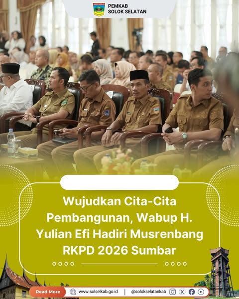 Wujudkan Cita-Cita Pembangunan, Wabup H. Yulian Efi Hadiri Musrenbang RKPD 2026 Sumbar